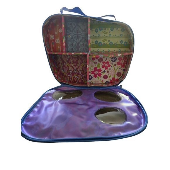 Littlest Pet Shop Travel Carry Case Blue Vinyl Plastic Zip Up  5 Compartments - Picture 2 of 3